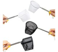 Fish Net, 4 Pack Fish Tank Net Set, Small Fishing Net for Aquariums and Ponds, Retractable Handles with Round and Square Mesh, White and Black