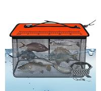 Fish Net Basket - Nylon Reflective Catch Holder, Foldable Fishing Trap, Durablee Mesh Container, Large Capacity Storage Cage | Lightweight Portable Crayfish Keeper for River Lake Stream Outdoor