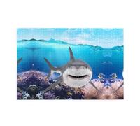 Fish Ocean Theme Printed Adult Fun Puzzle wooden puzzle in a plastic box with letters printed on the back home decor party toy