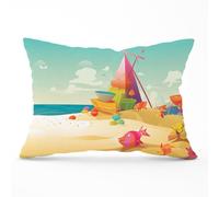 Fish On A Beach Holiday Cushions Warren Reed - Designer Yellow 33cm x 48cm