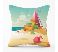 Fish On A Beach Holiday Outdoor Cushion Warren Reed - Designer Yellow 60cm x 60cm