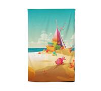 Fish On A Beach Holiday Tea Towel Warren Reed - Designer Yellow One Size