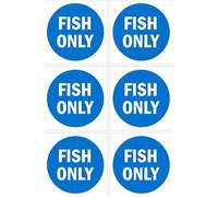 Fish only sign - 100x100mm, pack of 6 stickers on A4 sheet