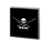 Fish Or Die Custom Lapel Pins Square Brooch Tie Suit Dress Accessories for Men Women Wedding Birthday