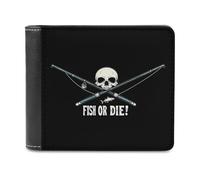 Fish Or Die Printed Wallets Bifold Wallet Change Cash Bag with Multiple Card Slots for Men And Women