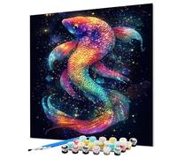 Fish Paint by Numbers for Adults, Abstract Painting by Numbers for Adults Children Beginners on Canvas With Brushes & Acrylic Pigment for Home Decor, Gifts for Women 14x20inch No Frame (Model-1315)