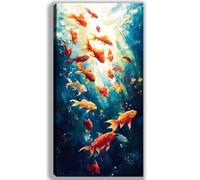 Fish Paint by Numbers for Adults Beginners, DIY Large Acrylic Paint by Number Kits on Canvas 20x40cm/8x16in, Panoramic Wall Art for Home Decor Arts and Crafts Hobby Gift, Landscape,Frameless,w-1027k