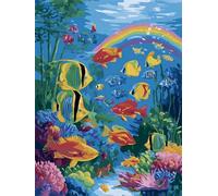 Fish Paint by Numbers for Adults, Rainbow Simple Painting by Numbers for Children, Cheerful Number Painting Craft, Premium Paint by Number Kits, for Home Decoration & Birthday Gifts 100x130cm z-466