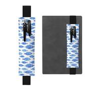 fish painting Print Leather Pen Holder Elastic Band Pencil Case Bookmark for Notebooks Diaries Planners
