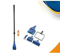Fish Park Glass Tank 5in1 Extendable Multi-Function Aquarium/Fish Tank Cleaning Tool, Algae Scraper, Fish Net, Sponge, Plant Fork, Gravel Rake for Long Deep Fish Tanks