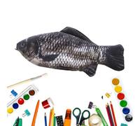 Fish Pencil Case Cute Realistic Carp Shape Pen Bag Holder | with Zipper Cool Pencil Pouch for Boys Girls Kids, Back to School, College, Kindergarten, Office, University, Classroom,