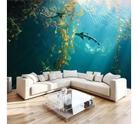 Fish Photo Wallpaper 144"x100" Ocean 3D Effect Panoramic Wall Murals Non-Woven Wall Paper for Bedroom Living Room TV Backdrop,Easy to Install W-708