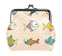 Fish Polka Dot Women’s PU Leather Coin Wallets Girls Mini Buckle Coin Purse Pouch