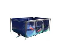 Fish Pond for Aquatic Pets, PVC Canvas & Steel Pipe Frame, Transparent Viewing Window, Easily Assembled Outdoor Aquarium Pool