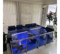 Fish Pond with Viewing Panel - PVC Canvas Liner, Easy Setup, Flexible Frame, 200x100x61cm, Ideal for Koi and Aquatic Life Holding Tank