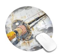 Fish Portable Mouse Pad Fishing Rod Farmhouse Vintage Oil Painting Art Artsy Grey White Polyester Rubber Decorative Washable Library
