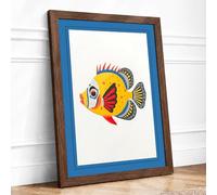 Fish Portrait Tropical Framed Wall Art Print A3 (42×29.7cm) Walnut, Wall Decor for Living Room, Bedroom, Office & Home, Ready to Hang, Art Gift