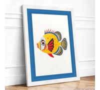 Fish Portrait Tropical Framed Wall Art Print A3 (42×29.7cm) White, Wall Decor for Living Room, Bedroom, Office & Home, Ready to Hang, Art Gift