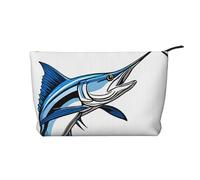 Fish Print Leather Travel Toiletry Bag with Zipper,Cosmetic Bags for Women,Small Make Up Bag for Purse,Portable Travel Cosmetic Bag Gift Bag for Women Girls Lady