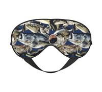 Fish Print Silk Sleep Mask with Adjustable Buckle Stylish Eye Mask for Women Travel Nap Shift Work Office