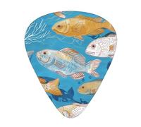 Fish Printed Guitar Pick 12 Pieces Guitar Pick In A Box The Makes Sound Clear Ukulele Electric Acoustic Guitar Bass (0.46 0.71 0.96mm)