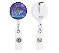 Fish Retractable Badge Reel - Personalized ID Name Badge Holder with Lanyard Cute Badges Reel Holder Round Nurse Doctor Name Tag Badges Clip for Work