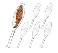 Fish Roaster Grill Stainless Steel Grid Basket Tongs Set Vegetables Barbecue