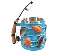 Fish Rod Handle Mug - Realistic Trout 300ml Thermal Stainless Steel Drinkware; Handmade Aquatic Life Juice Glass; Polished Stainless Steel Liquid Set | Special Tea Pitcher f
