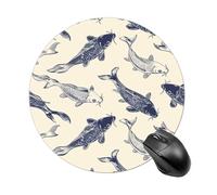 Fish Round Mouse Pad 7.8 Inch - Non-Slip Rubber Base Mouse Mat Portable Ergonomic Desk Mat for Office, Laptop, Travel, Wireless Mice Mats - Waterproof & Durable Design
