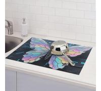 Fish Scale Butterfly Dish Drying Mat For Kitchen Counter Absorbent Reversible Drying Mats Microfiber Kitchen Countertop Protector Dishes Drying Pad Extra Large 18"X24" Dish Mat