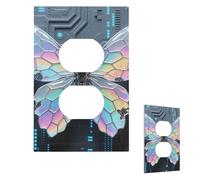 Fish Scale Butterfly Wall Plate Cover Modern Decorative 1 Gang Light Switch Cover Unbreakable Receptacle Outlet Covers For Living Room Bedroom Home Decor Duplex