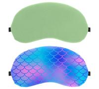 Fish Scale Dreamy Blue Rosy Color Mermaid 2-Pack Light-Blocking Soft Breathable Sleeping Mask Eye Patch