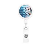 Fish Scale Print Retractable Badge Holder with Clip Name Card Holders for Office Worker Doctor Nurse