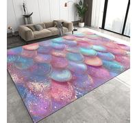 Fish Scales 100 x 200 cm Hallway Runner Rug 3D Dream Mermaid short plush Soft Rug Non Slip Washable Flannel Corridor Floor Mat for Bedroom Hallway Q-361