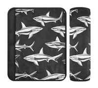 Fish sea Silhouette Black White 2 pcs carseat Strap Covers, More Comfort Driving, searbelt Cover for Van Most Cars Backpack 10x7.7 in forro para cinturon de seguridad