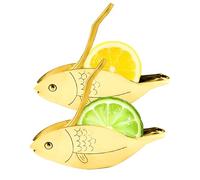 Fish Shape Lemon Squeezer, Stainless Steel Manual Lemon Juicer, Portable Lime Citrus, Hand Press Heavy Duty Manual Squeeze Juice for Cocktails Drinks Cooking (Gold)