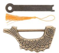 Fish Shaped Antique Bronze Padlock with Key, Zinc Alloy Vintage Lock