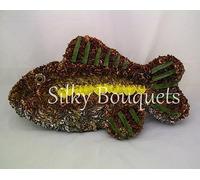 Fish Shaped Funeral Flower Artificial Silk Tribute Gone Fishing Memorial Wreath