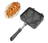 Fish-Shaped Waffle Making Pan Household Aluminum Non-Stick Fish-Shaped Cake Bakeware Fish-Shaped Bakeware Non-Stick Waffle Pan Double-Layer Grilled Fish Cakes Double-Sided Pot with Open Flame Heating