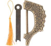 Fish Shaped Zinc Alloy Padlock with Key Antique Vintage Cabinet Lock