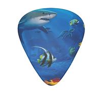 Fish Sharks Coral Guitar Paddle Set Of 12, Suitable For Guitar, Yukri, 3 Thicknesses