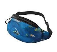 Fish Sharks Coral Running Fanny Pack Belt Bag with Adjustable Strap for Women Men Sports Fitness Hands Free Wallet Waist Bag