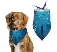 Fish Sharks Undersea Starry Sky Cute Dog Bandana Triangle Adjustable Washable Cat Scarf Pet Accessories