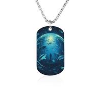 Fish Sharks Undersea Starry Sky Metal Pendant Necklace Chain Personalized Graphic Jewellery