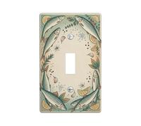 Fish Single Light Switch Cover Plate, Coastal Vintage Lemon Herb Summer Green Plastic Standard Size Toggle Light Switch Cover for Living Room Bedroom Home Office Decor (Single)