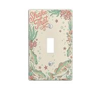 Fish Single Light Switch Cover Plate, Marine Playful Coral Seaweed Summer Green Plastic Standard Size Decorative Wall Plates for Living Room Bedroom Home Office Decor (Single)
