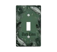 Fish Single Light Switch Cover Plate, Mystical Nature Feathers Tarot Cards Fall Green Plastic Standard Size Toggle Light Switch Cover for Home Living Room Bedroom Bathroom Decor (Single)