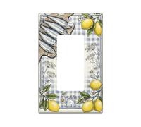 Fish Single Rocker Light Switch Cover, Farmhouse Rustic Lemon Flower Summer Yellow Plastic Standard Size Switch Plate Decorative for Home Living Room Bedroom Bathroom Decor