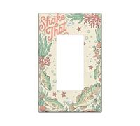 Fish Single Rocker Light Switch Cover, Marine Playful Coral Seaweed Summer Green Plastic Standard Size Accents Wall Switch Plates for Bedroom Bathroom Kitchen Entrance Decor