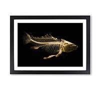 Fish Skeleton Framed Print | A2 Oak Framed Wall Art | Ready to Hang | Modern Animal Picture | Living Room Bedroom Lounge Office